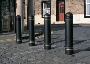 Jubilee bollards with gold banding