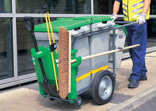 Double Spaceliner™ Street Orderly Barrow in green being used in hotel car park