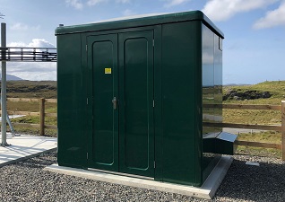 Garrison™ GRP Housing in green as electrical enclosure on the roadside