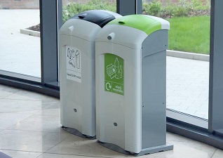 A bank of three Nexus 100 Recycling Bins