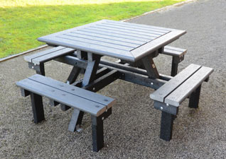 The Pembridge™ Picnic Table by Glasdon combines eco-friendly materials with a contemporary design.