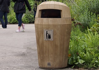 Hooded Sherwood Litter Bin in a park environment