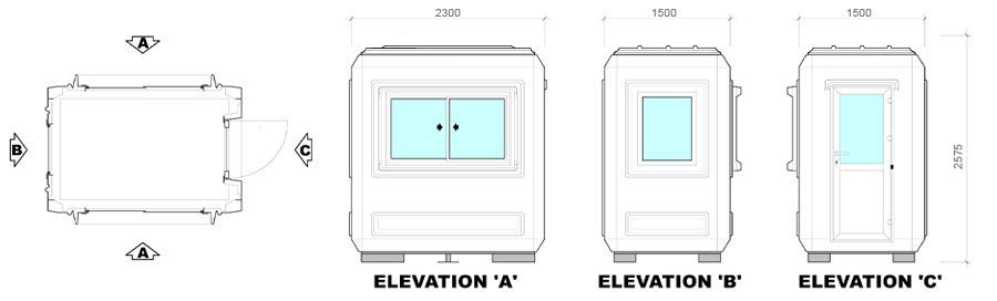 Genesis 2.3 with sliding door dimension view diagram