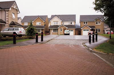 Admiral bollards placed in a residential area