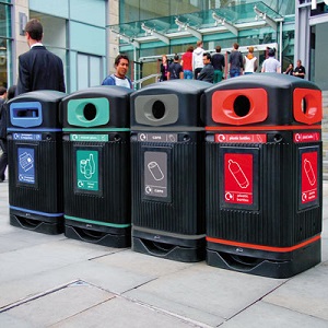 Glasdon Jubilee 110 Recycling Bins in a Row
