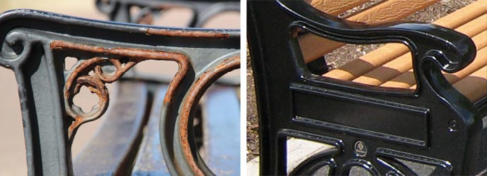 Rusted cast iron seat end vs Glasdon cast aluminium seat end