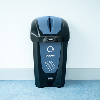 black nexus 30 recycling bin with a paper waste stream