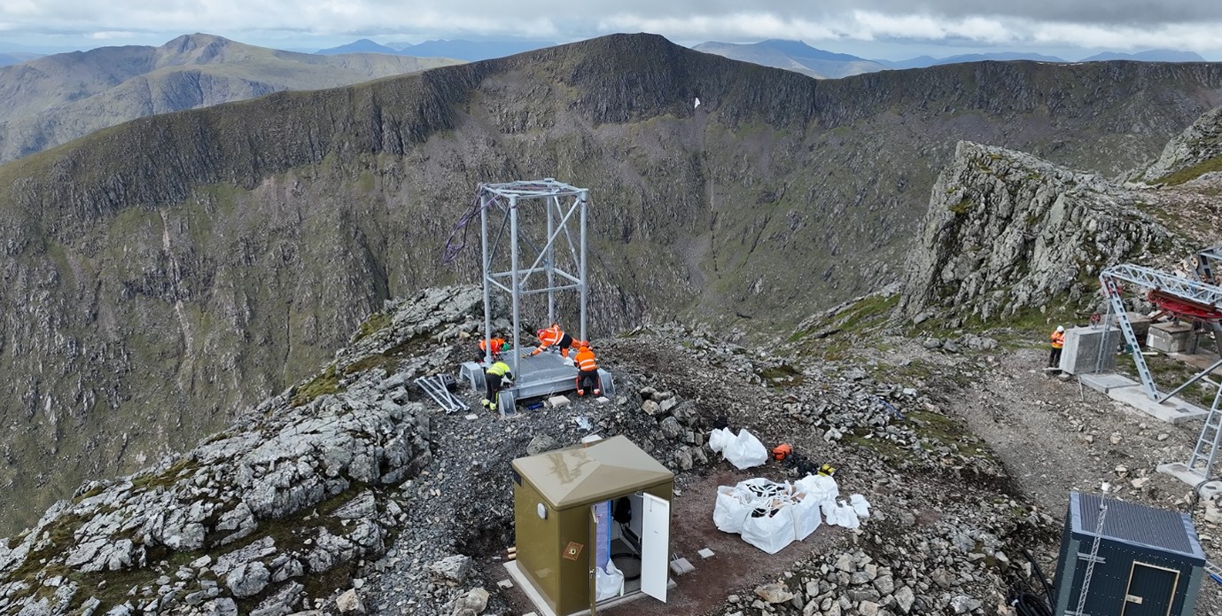 close up of a remote construction site in the Scottish highlands featuring workers and a Glasdon Garrison housing