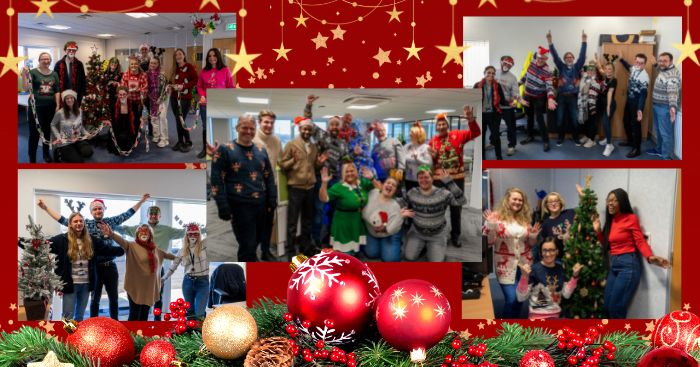 Christmas jumper day collage
