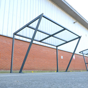 glasdon strada shelter outside a school sports hall