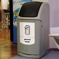 The Nexus 140 for general waste features graphic