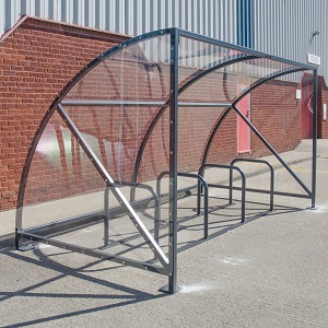 Echelon Cycle Shelter against a building