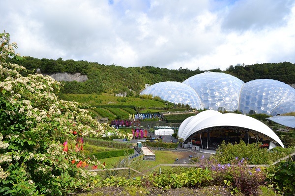 A zoomed out image of the Eden Project in Cornwall
