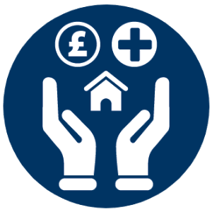 Icon with house in the center balancing a money symbol