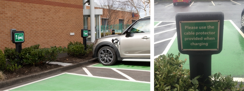 Glasdon Infomaster Bollard at a charging point