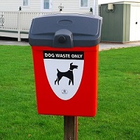 Image of post mounted Fido 25 Dog Waste Bin in Red