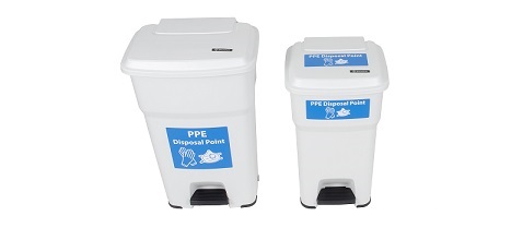 PPE waste bins - BigFoot™ 85, 60 & 35 litre pedal bins by Glasdon - ideal for hands-free disposal of used face masks and PPE
