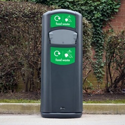 nexus 30 recycling bin with blue paper waste graphics on an office floor