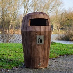 nexus 30 recycling bin with blue paper waste graphics on an office floor