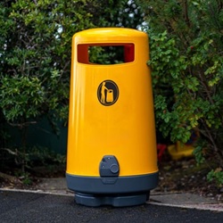 nexus 30 recycling bin with blue paper waste graphics on an office floor