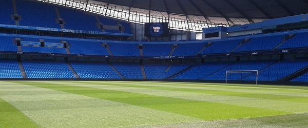 View of the stands inside the Etihad Stadium