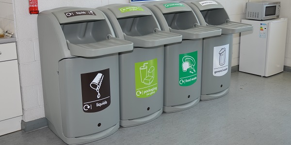 Nexus 140 Recycling Station with stream for food waste, liquids, packaging and general waste