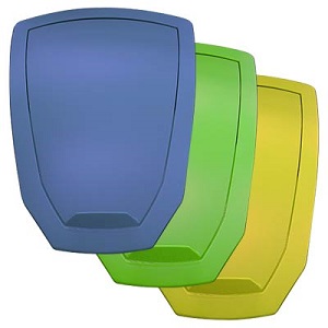 Three aperture flaps in various colours