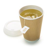 takeaway cup with a tea bag