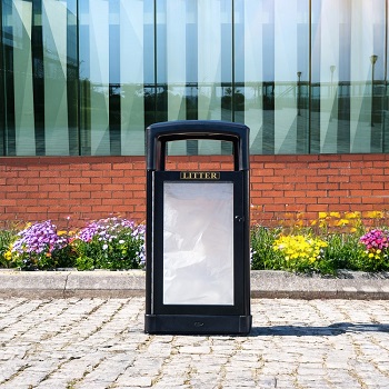 origin vision transparent security bin front view
