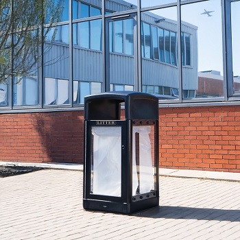 origin vision transparent security bin side view