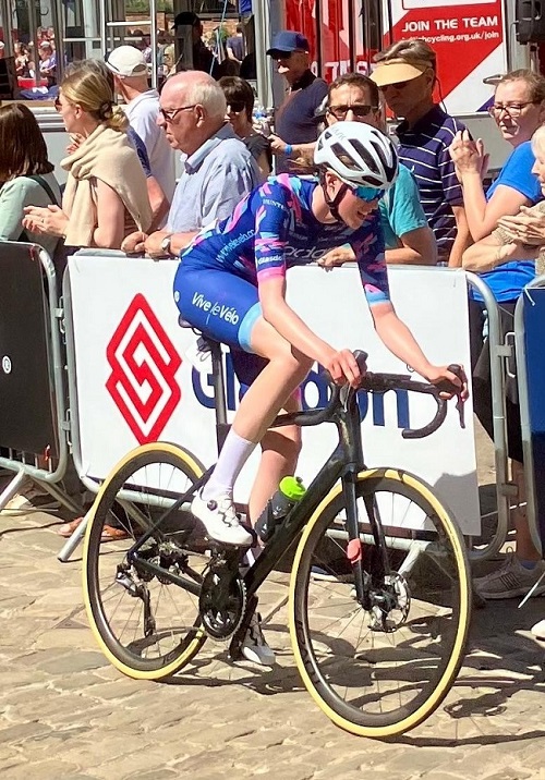 cyclist with glasdon logo