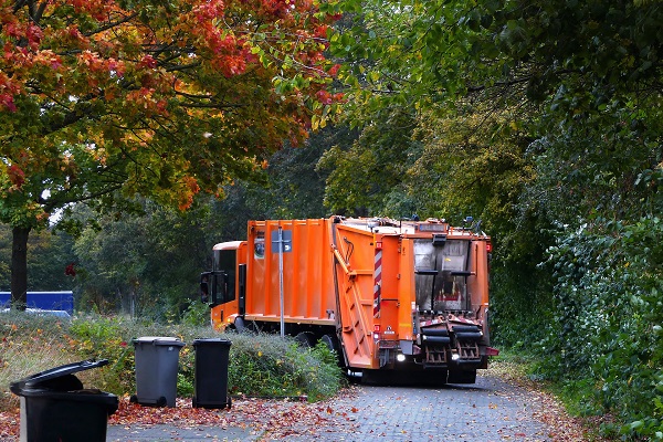 recycling truck on a path