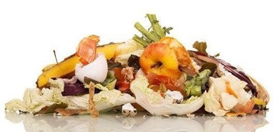 a pile of food waste with a white background