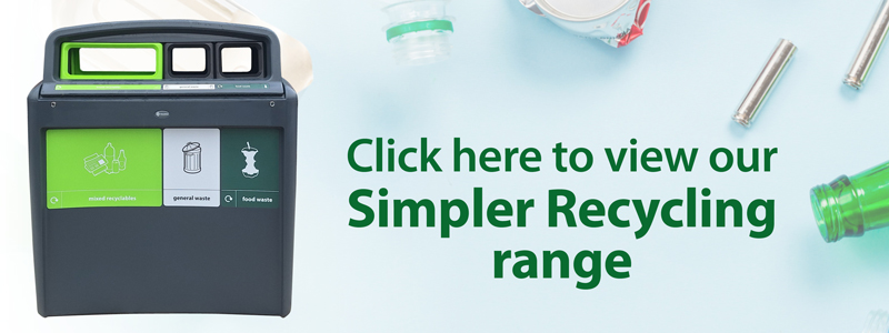 nexus evolution recycling bin with simpler recycling waste streams with a label telling people to view our simpler recycling range