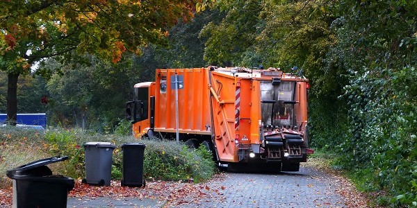 recycling truck on a path