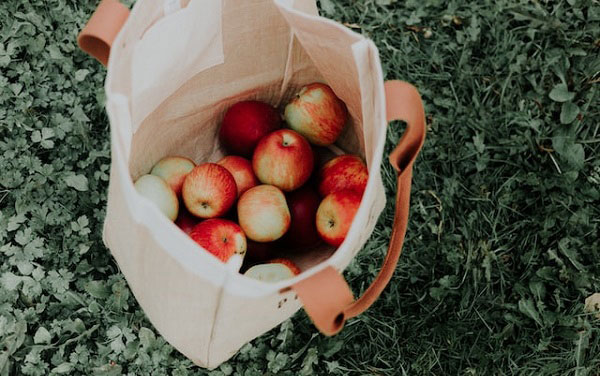 A Reusable bag with apples