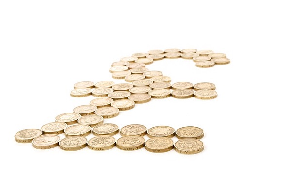 Pound coins forming a pound symbol