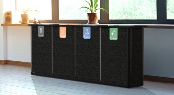 origin infinity indoor recycling station with four waste streams