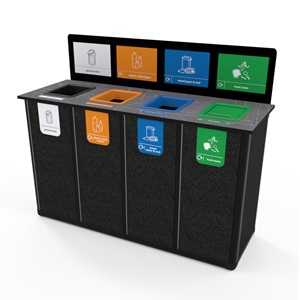 origin infinity indoor recycling bin on a white background with simpler recycling waste streams