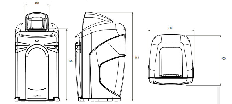 Nexus city 240 Plastic Bottle recycling unit dimensions graphic