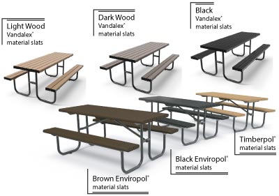 What is this? Bowland Picnic Table Colour and Material Options