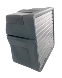 What is this? Nova™ Storage Bunker Side View Showing Smooth Surfaces and Side Handles