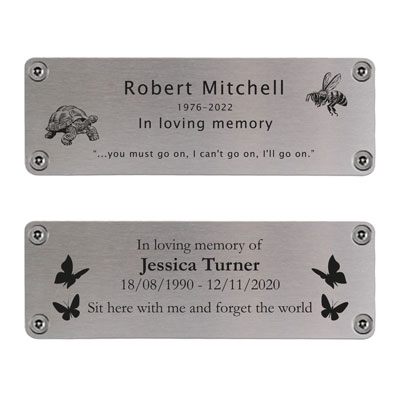 Engraved memorial plaque personalisation