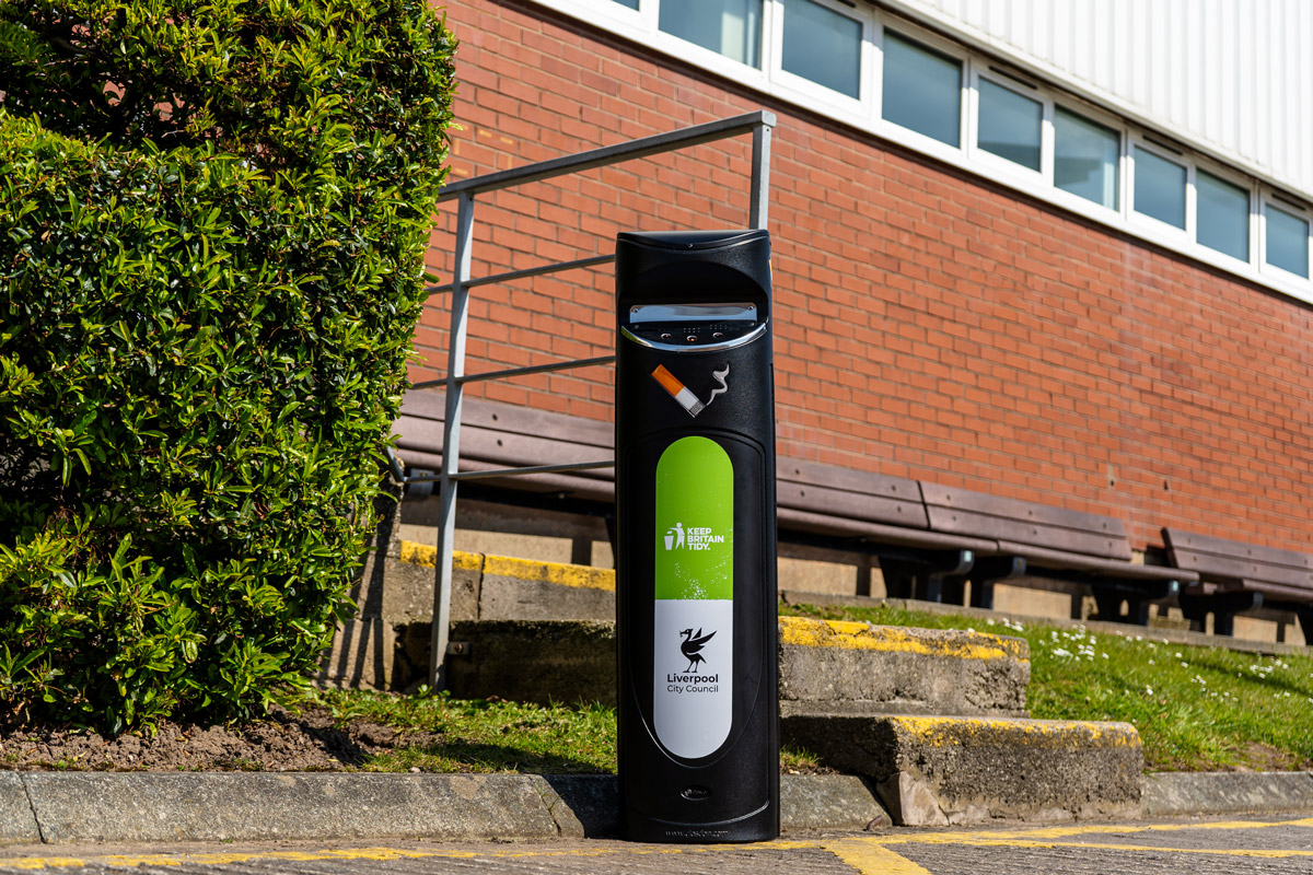 Ashguard SG™ Free Standing Cigarette Bin with personalised front graphic 