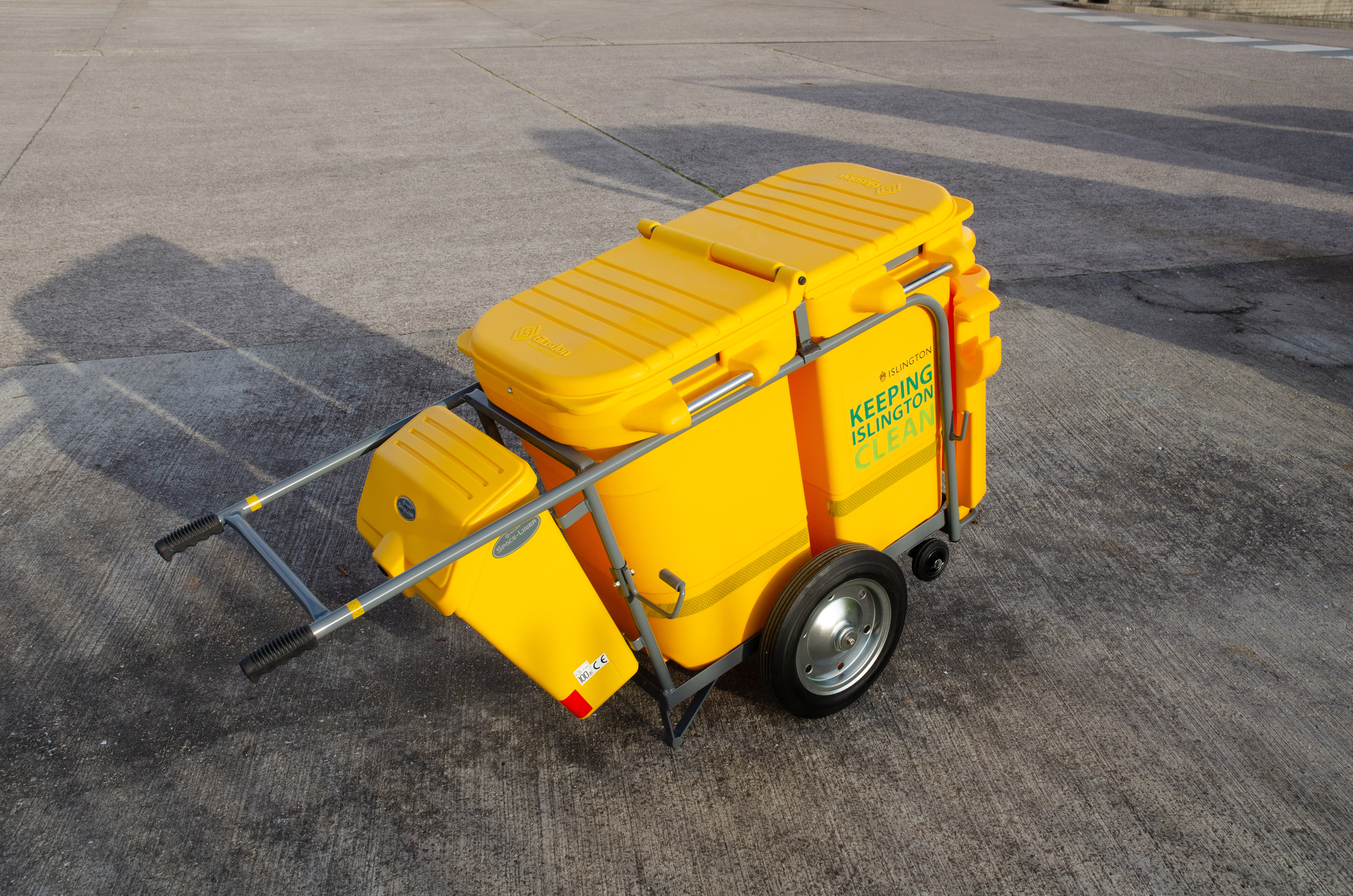 Double Space-Liner™ Orderly Barrow with side graphic on front collection container