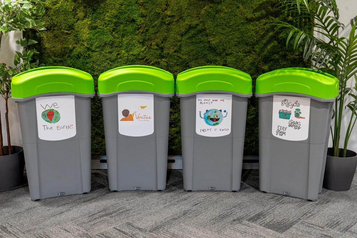 Eco Nexus® 85 Recycling Bins with personalised front graphics