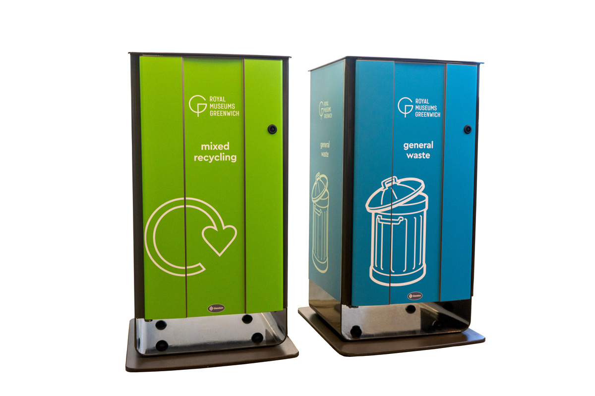 Electra™ 85 Recycling Bins with personalised body graphics