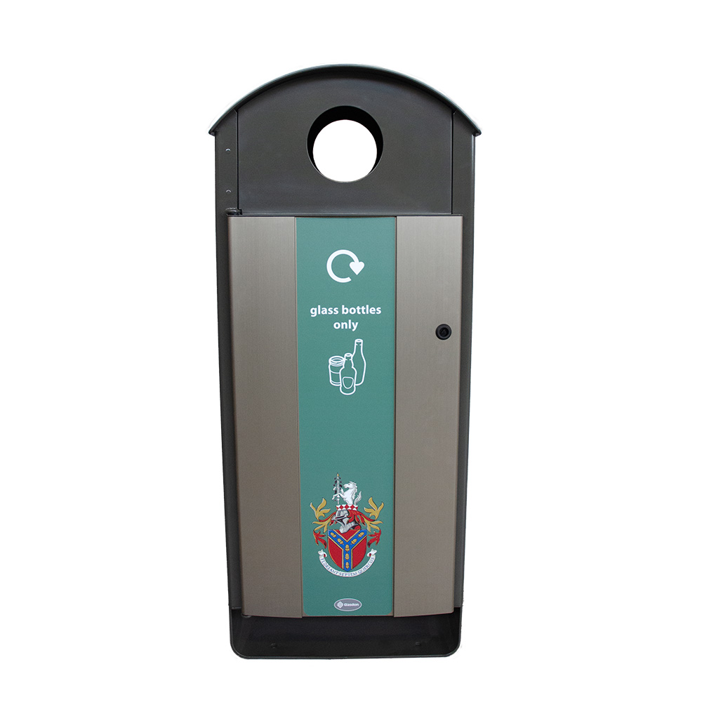 Electra™ Curve 60 Recycling Bin with personalised front vinyl graphics