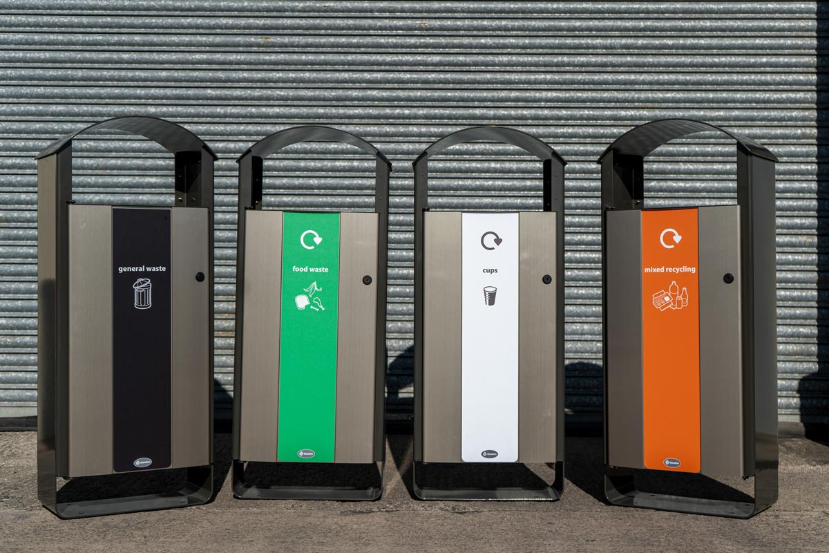 Electra™ Curve 60 Recycling Bin with personalised front graphics
