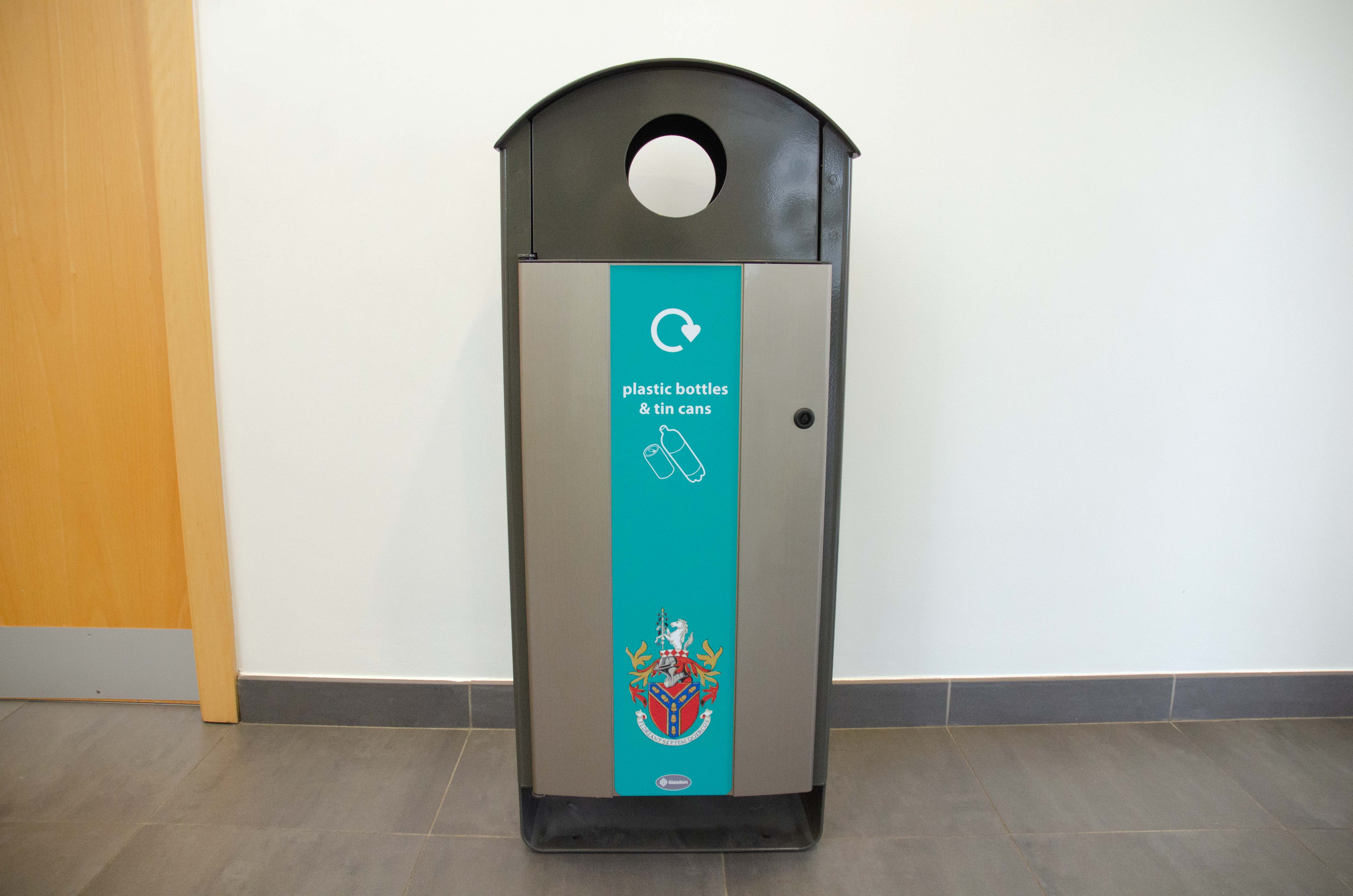 Electra™ Curve 60 Recycling Bin with personalised front vinyl graphics